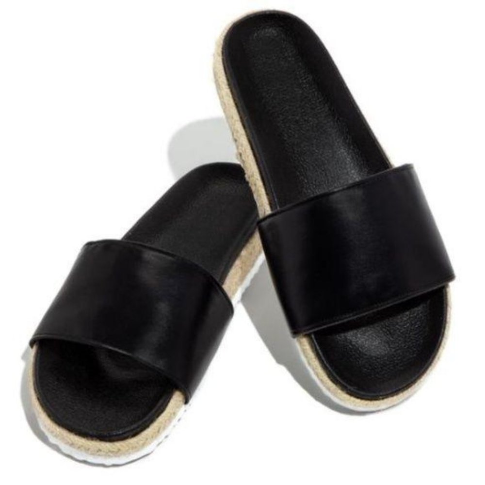 Espadrille Slides in Black - Picture 4 of 6